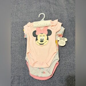 Disney Pink Minnie Mouse Short-Sleeve Bodysuit Pack
